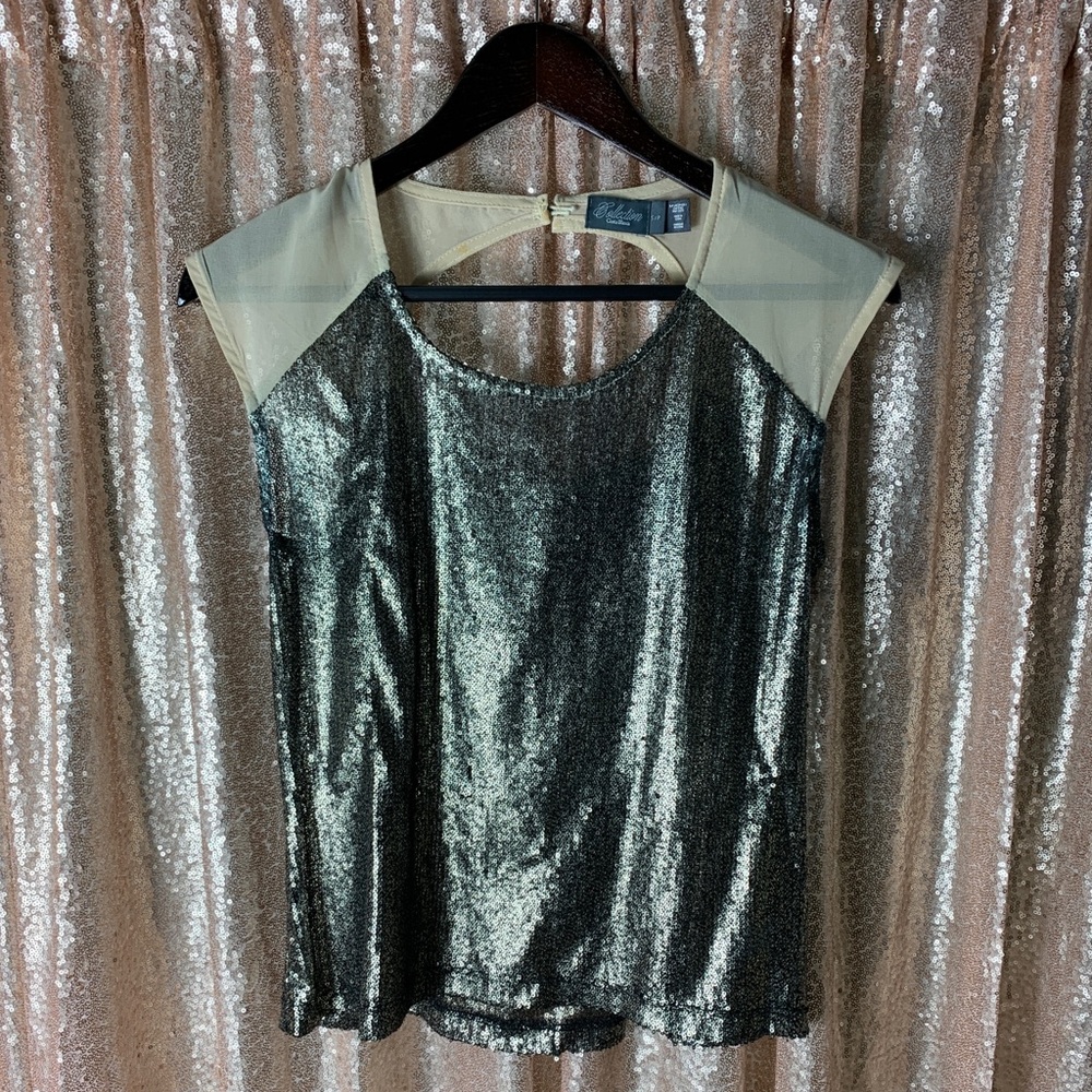Gold and Black sequin top size small